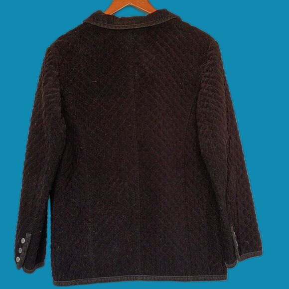 Talbots Black Quilted Jacket Snap Front Corduroy Trim 1XL - Picture 2 of 7